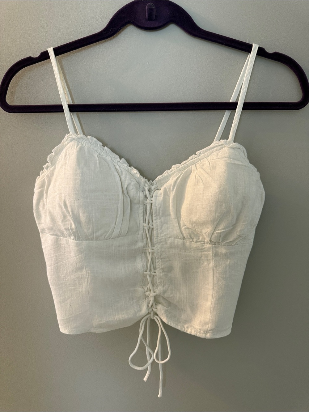 SO White Smocked Lace-Up Bustier Top